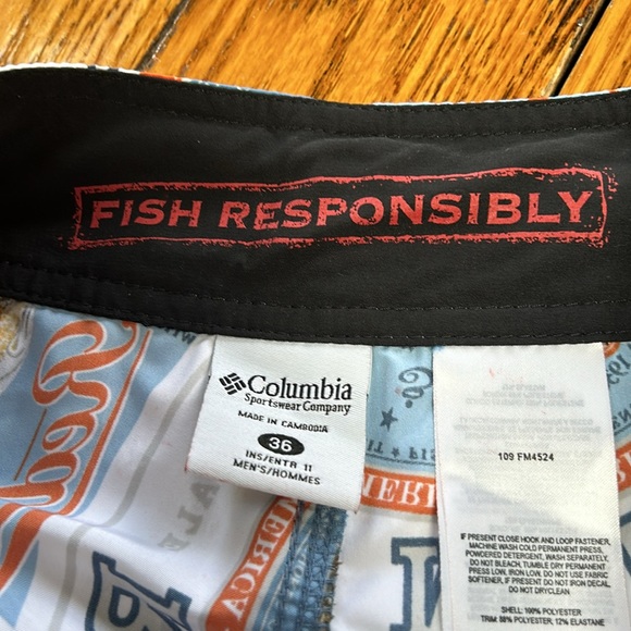 Columbia America Red Drum Ale print board shorts.  Men’s size 36 Waist. - Picture 2 of 15
